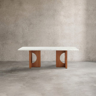 Elliot Dining Table (Italian Carrara Marble, Solid Oak Base)