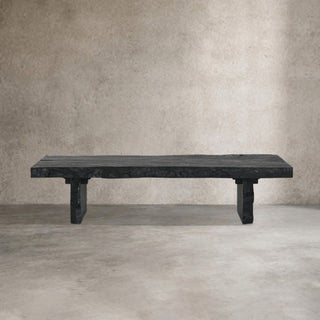 Nobu Wood Rectangular Coffee Table Sofa Center Tea Table Burnt Noir Finish