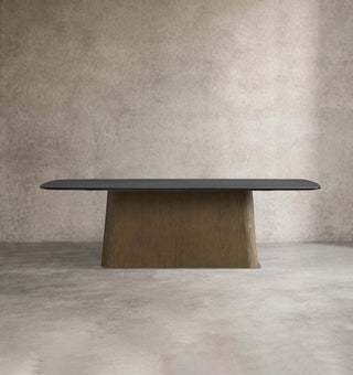 Saint Germain Oak Wood Top Dining Table with Toulouse Base – Solid Wood Modern Table