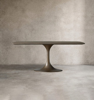 Saint Germain Oak Wood Dining Table with Steel Base – Solid Wood Modern Table