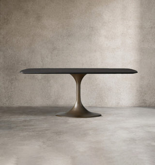 Saint Germain Oak Wood Dining Table with Steel Base – Solid Wood Modern Table