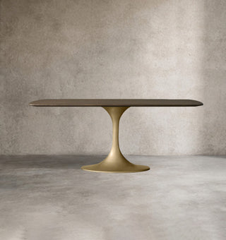 Saint Germain Oak Wood Dining Table with Steel Base – Solid Wood Modern Table