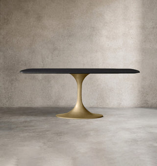 Saint Germain Oak Wood Dining Table with Steel Base – Solid Wood Modern Table