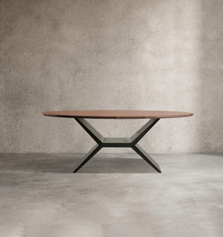 Jacob Oval Wood Dining Table – Solid Wood Modern Table with Vertex Base