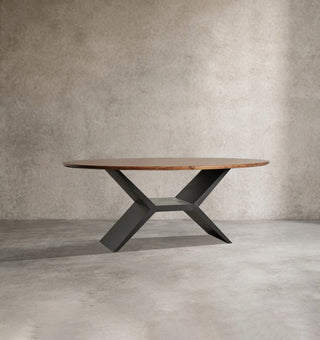 Jacob Oval Wood Dining Table – Solid Wood Modern Table with Vertex Base