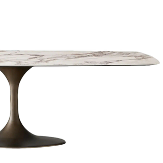 Vincenza Marble-Look Ceramic Dining Table with Steel Base – Modern Luxury Table