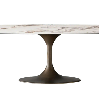 Vincenza Marble-Look Ceramic Dining Table with Steel Base – Modern Luxury Table