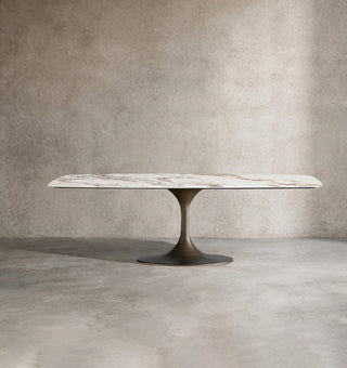 Vincenza Marble-Look Ceramic Dining Table with Steel Base – Modern Luxury Table
