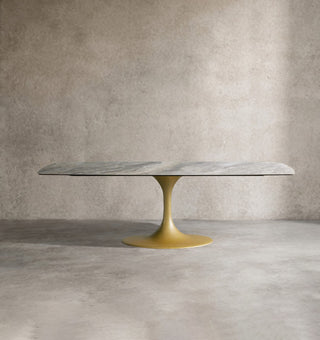 Vincenza Marble-Look Ceramic Dining Table with Steel Base – Modern Luxury Table