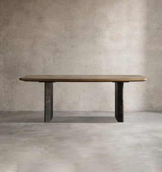 Polanco Solid Wood Dining Table – Modern Sculptural Base Luxury Table