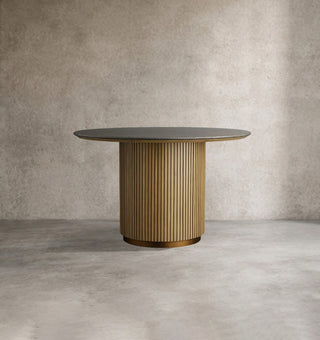 Finnley Round Solid Wood Dining Table – Oak Veneer Modern Design