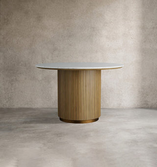 Finnley Round Solid Wood Dining Table – Oak Veneer Modern Design
