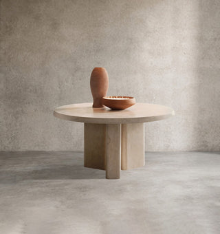 Cruz Outdoor Round Marble Dining Table - Modern Indonesian Natural Stone Patio Table