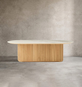 Beaumont Sustainable Grade-A Teak Outdoor Dining Table | Sintered Stone Top Patio Furniture