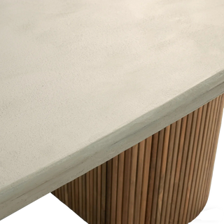 Alesso Reeded Reclaimed Teak Outdoor Dining Table | Weather-Resistant Concrete Composite Top