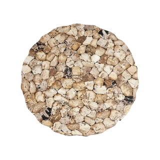 Petra Round Stone Top Dining Table - Artisan Crafted Natural Petrified Wood & Marble Table