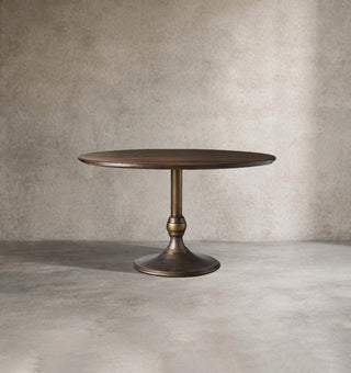 Jacob Solid Walnut Round Dining Table | Statement Sculptural Base Contemporary Furniture