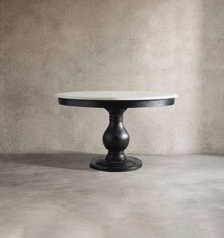 Luca Round Natural Stone Dining Table | Solid Pine Base Rustic Modern Dining Furniture
