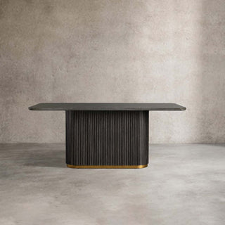 Finley Dining Table: Modern Minimalist Stone Top Column Base Dining Table