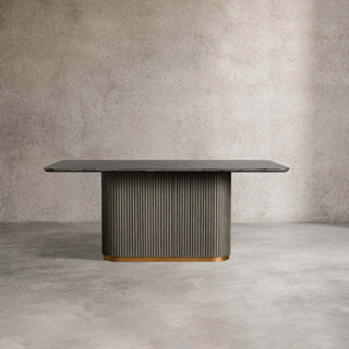 Finley Dining Table: Modern Minimalist Stone Top Column Base Dining Table