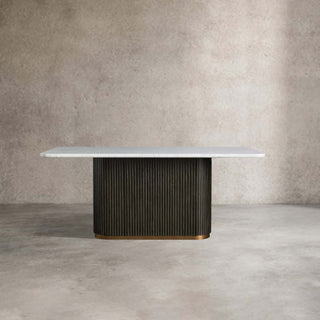 Finley Dining Table: Modern Minimalist Stone Top Column Base Dining Table