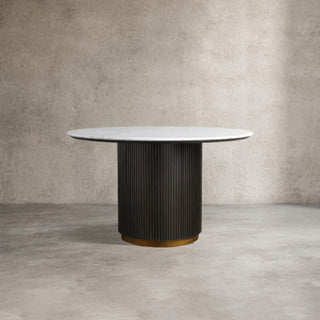 Finley Round Storage Coffee Table: Minimalist Fluted Base Storage Coffee Table