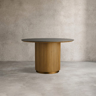 Finley Round Storage Coffee Table: Minimalist Fluted Base Storage Coffee Table
