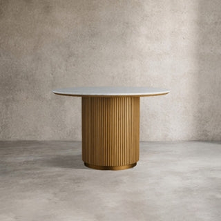Finley Round Storage Coffee Table: Minimalist Fluted Base Storage Coffee Table