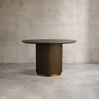 Finley Round Storage Coffee Table: Minimalist Fluted Base Storage Coffee Table