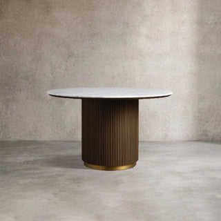 Finley Round Storage Coffee Table: Minimalist Fluted Base Storage Coffee Table