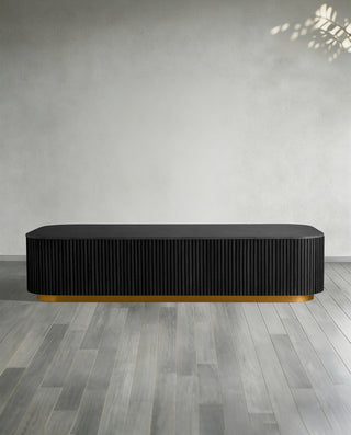 Finley Coffee Table: Minimalist Fluted Stone Top Sofa Center Coffee Table