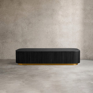 Finley Coffee Table: Minimalist Fluted Stone Top Sofa Center Coffee Table