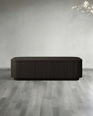 Finley Wood Coffee Table: Minimalist Fluted Rectangular Wood Coffee Table