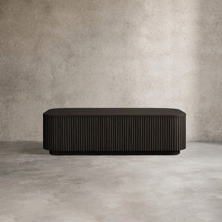 Finley Wood Coffee Table: Minimalist Fluted Rectangular Wood Coffee Table