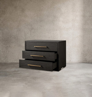 Darwyn Oak Wood Nightstand | Modern Closed Bedside Table with Storage Drawers