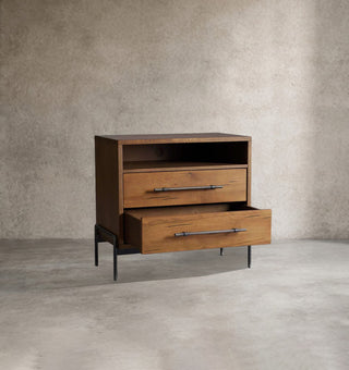 Sullivan Reclaimed Oak Nightstand | Rustic 2-Drawer Bedroom Storage