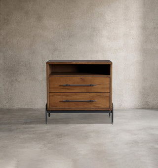 Sullivan Reclaimed Oak Nightstand | Rustic 2-Drawer Bedroom Storage
