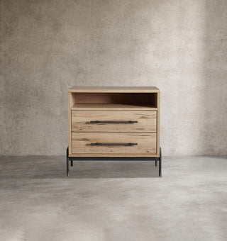 Sullivan Reclaimed Oak Nightstand | Rustic 2-Drawer Bedroom Storage