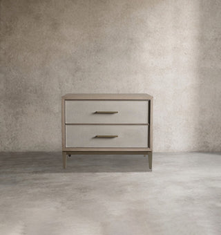 Malone Solid Wood Nightstand | Leather Inset Bedroom Storage Chest