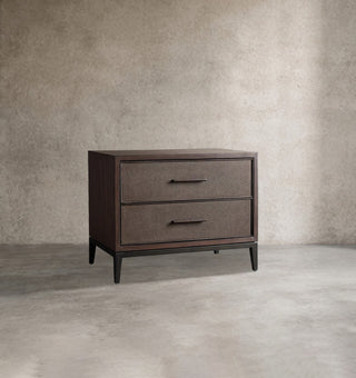 Malone Solid Wood Nightstand | Leather Inset Bedroom Storage Chest