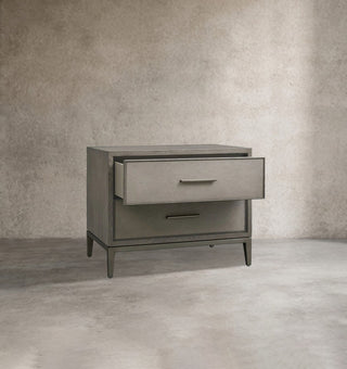 Malone Solid Wood Nightstand | Leather Inset Bedroom Storage Chest
