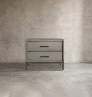 Malone Solid Wood Nightstand | Leather Inset Bedroom Storage Chest