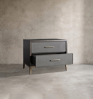 Malone Solid Wood Nightstand | Leather Inset Bedroom Storage Chest