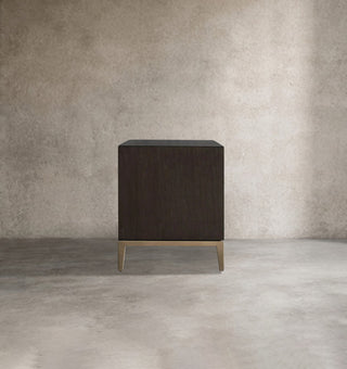 Malone Solid Wood Nightstand | Leather Inset Bedroom Storage Chest