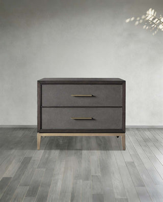Malone Solid Wood Nightstand | Leather Inset Bedroom Storage Chest