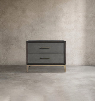 Malone Solid Wood Nightstand | Leather Inset Bedroom Storage Chest