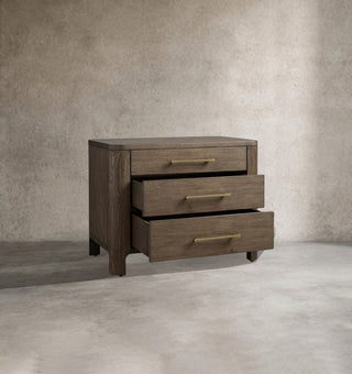Modern Solid Oak Nightstand 2 Drawer – Minimalist Wood Bedside Table with Storage for Bedroom
