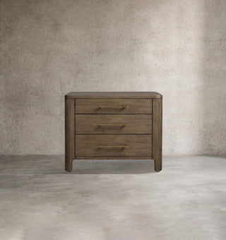 Modern Solid Oak Nightstand 2 Drawer – Minimalist Wood Bedside Table with Storage for Bedroom