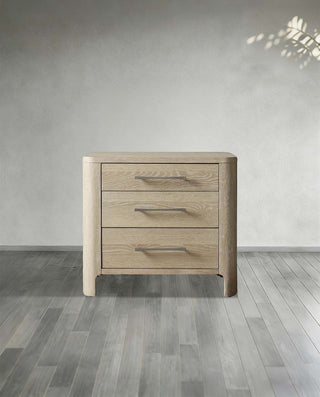 Modern Solid Oak Nightstand 2 Drawer – Minimalist Wood Bedside Table with Storage for Bedroom