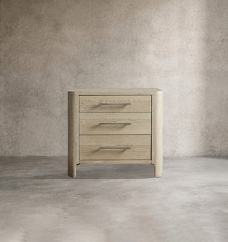 Modern Solid Oak Nightstand 2 Drawer – Minimalist Wood Bedside Table with Storage for Bedroom